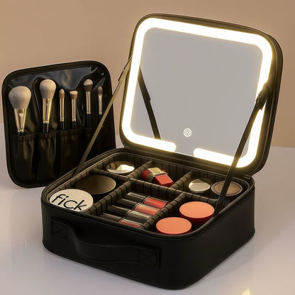 Lighted LED Travel Makeup Organizer Bag | Portable LED Illuminated Cosmetic Bag
