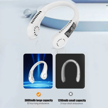 Portable USB Bladeless Neck Cooling Fan | 360° Bladeless Rechargeable Hanging Neck Fan