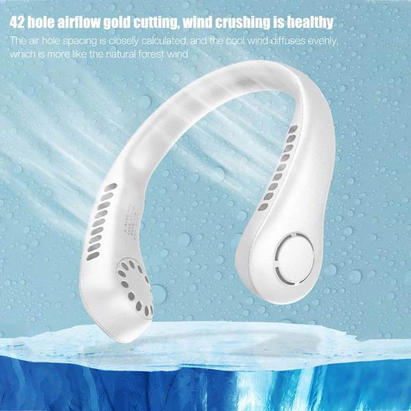 Portable USB Bladeless Neck Cooling Fan | 360° Bladeless Rechargeable Hanging Neck Fan